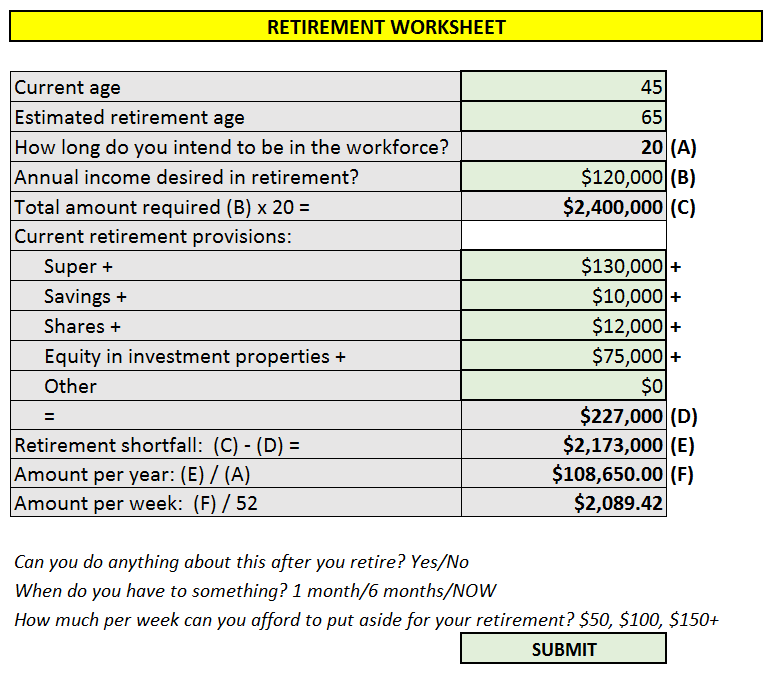 Retirement Calculator Raine &amp; Horne